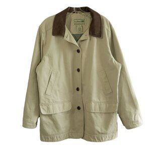 L.L. Bean Tan Utility Jacket with Brown Collar